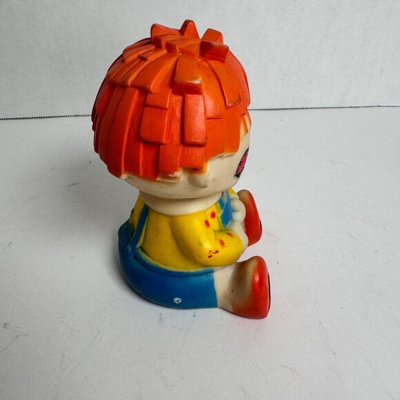 Vintage Raggedy Andy Style Squeak Toy Japan Rubber Boy Doll Red Hair 5.5" - Picture 3 of 8
